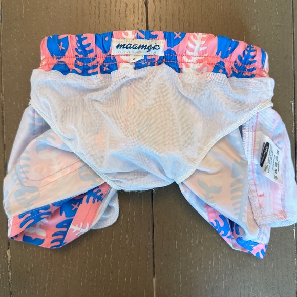 Maamgic Toddler Boys’ Pink & Blue Fish Bones “Shortie” UPF Swim Shorts • Size 2T - Picture 8 of 12